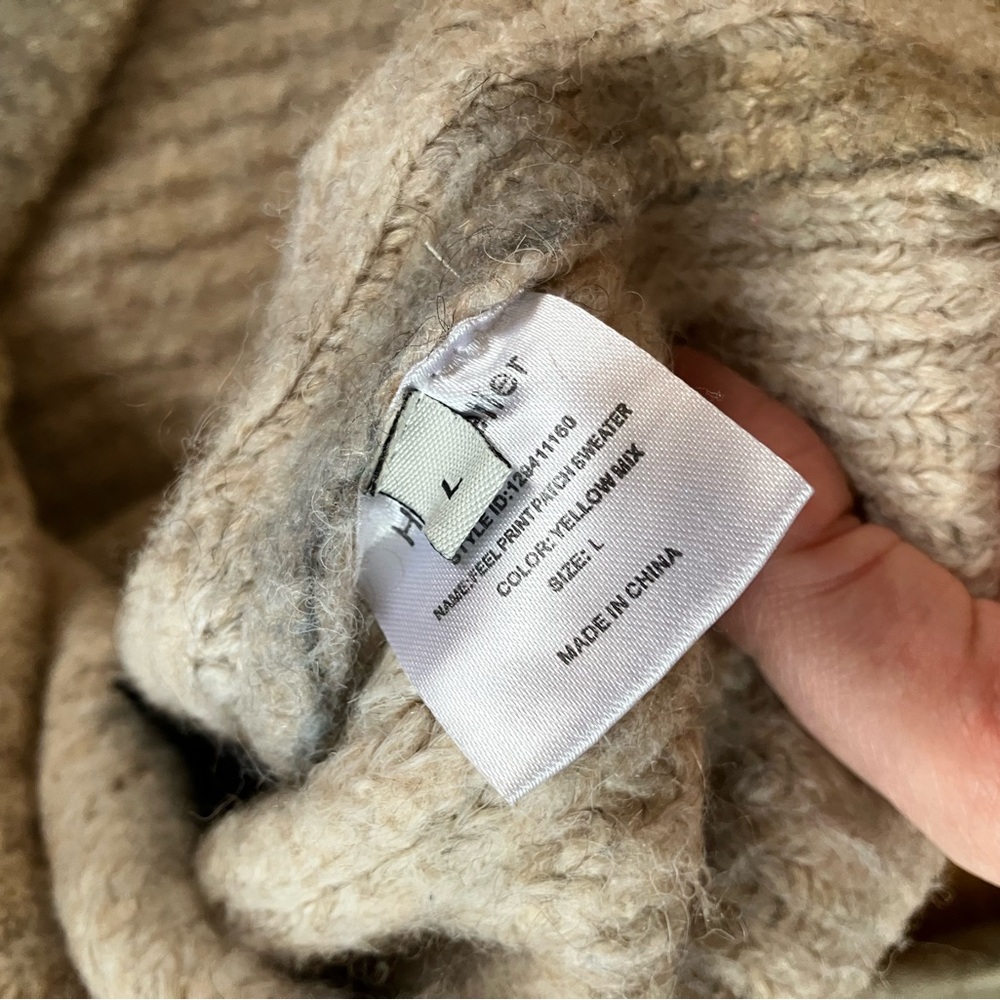 Blue and yellow Holzweiler turtle neck knit sweater with large label patch - Picture 8 of 11